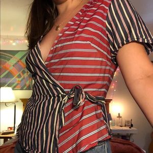BCBGeneration striped wrap top